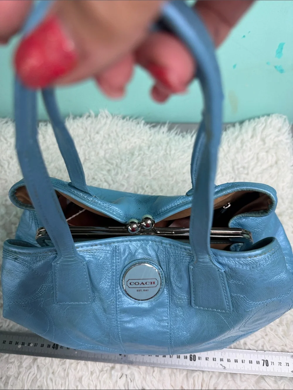 Coach Teal Blue Leather Satchel
